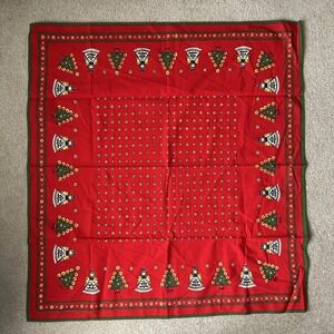 Vintage KOLF Austria Christmas Cotton Angels Trees Small Table Cloth 33x31" NWOT